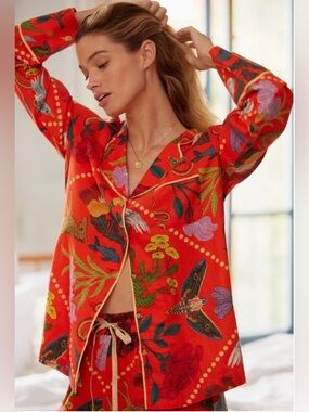 Rosa de Weerd for Anthropologie Flannel Sleep Top Size Large
